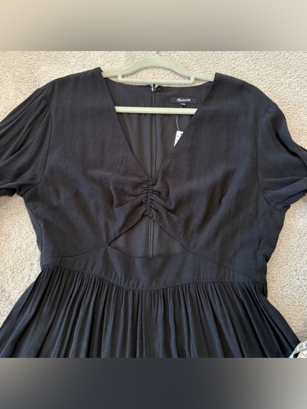 Madewell Lusterweave Black Long Sleeve Tiered Whimsigoth Cut Out Dress Sz 8 NWT - Picture 9 of 16